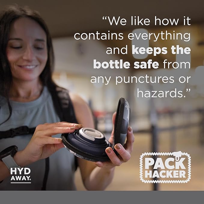 HYDAWAY Travel Case for Collapsible Bottles, Bowls & Cups - Protective Storage with Carabiner Clip - Durable, Water-Resistant, TSA-Friendly