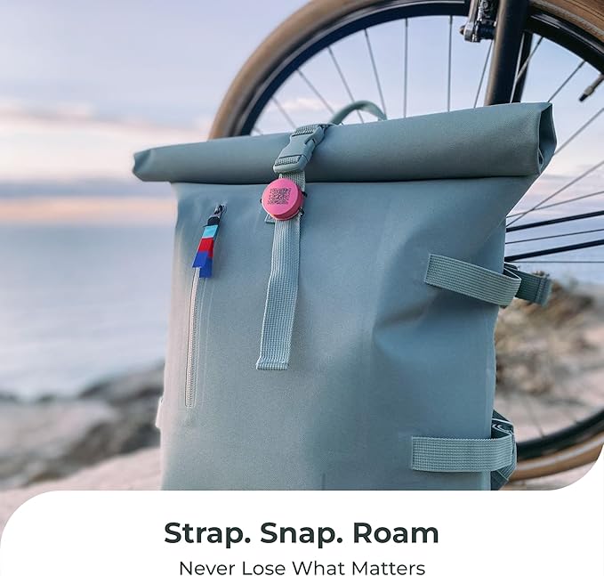 Roam Smart Tracker | Smart Bluetooth Item Finder Compatible with iOS & Android | Built-in Elastic Strap | Replaceable Battery | No Extra App or Subscription | 4-Pack, Blue, Black, Pink & Green