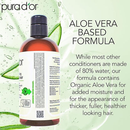 PURA D'OR Deep Moisturizing Biotin Conditioner Thickens, Softens, & Moisturizes Dry, Frizzy, Damaged Hair w/Argan Oil, Pumpkin, Rosemary, Honeysuckle, Vitamin E, Men & Women, 16oz