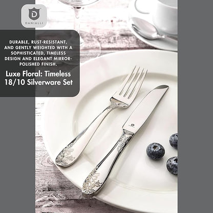 Modern Silverware Set, 18/10 Stainless Steel Flatware, Mirror Finish, Dishwasher Safe, Elegant Cutlery for Home and Dining, Built to Last (60-Piece, Imperial)