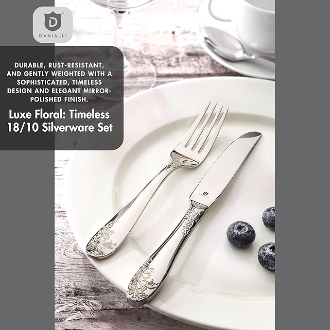 Modern Silverware Set, 18/10 Stainless Steel Flatware, Mirror Finish, Dishwasher Safe, Elegant Cutlery for Home and Dining, Built to Last (30-Piece, Imperial)