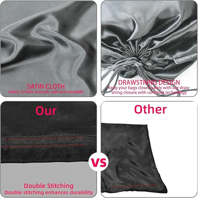 12 Pack Dust Bags for Handbags, Silk Cloth Bag With Drawstring Large Travel Storage Pouch for Handbag Purse Shoes Boots