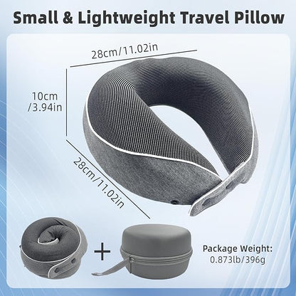 Memory Foam Travel Pillow,U-Shaped Neck Pillow for Sleeping Airplane and Car, with Portable Storage Case, Soft & Breathable, Provides Head & Neck Support