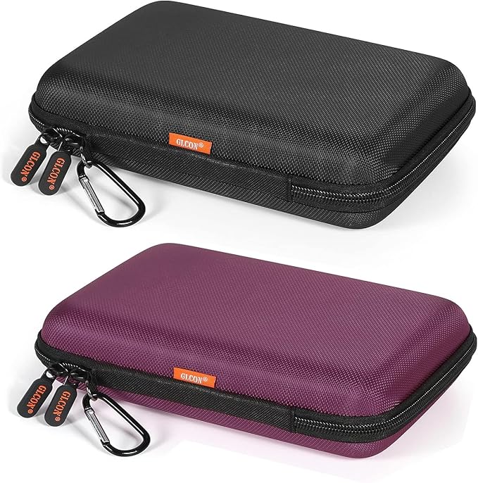 2 Colors Shockproof Hard Shell Carrying Case for GPS, External Hard Drive, Power Bank, Charger, Cable, Heart Monitor, Cell Phone, Electronic Accessories - Larger Capacity Storage Pouch Travel Bag