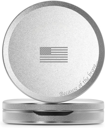 Leather-Faced Metal Pouch Can | Metal Container | Slim EDC Pocket Tin | Airtight & Moisture-Resistant | Daily Organizer | Pill Case & Travel Tin | Father’s Day Gift for Dad | (Insignia Ed, Silver)