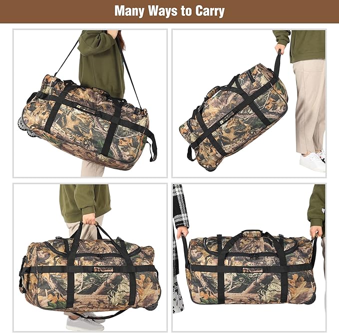 REDCAMP 85L/120L/140L Foldable Duffle Bag with Wheels, Large Travel Duffel Bag