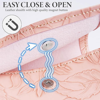 Pill Organizer,LIZIMANDU Weekly Travel Pill Case Box Medication Reminder Daily AM PM, Day Night 7 Compartments,for 4 Times A Day, 7 Days a Week-Includes Leather PU Carrying Case(1-Carved Pink)