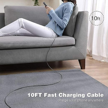 60W iPhone 17 16 15 Pro Charger Fast Charging Block,2Pack 5Port USB C Phon Charger Power Adapter,Multiport Type C Chargers 10FT Long USB C Cable for iPhone 17 Pro/17 ProMax/17 Air/16 ProMax/16e/15 Pro