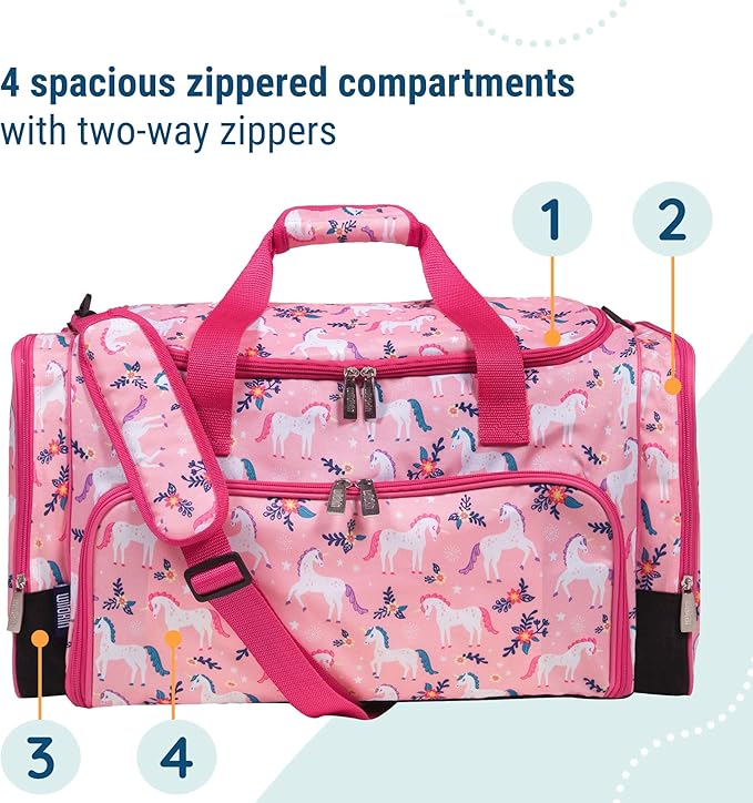 Wildkin Kids Weekender Duffel Bag – Carry-On Size for School, Travel, & Sleepovers