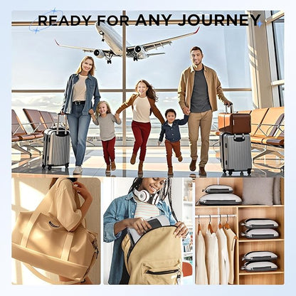 6 Set Compression Packing Cubes for Travel Essentials,Compressible Expandable Packing Cubes for Suitcase,OlarHike Luggage Organizer Bags for Travel,Handy Helper for Organizing Clothes(Black)