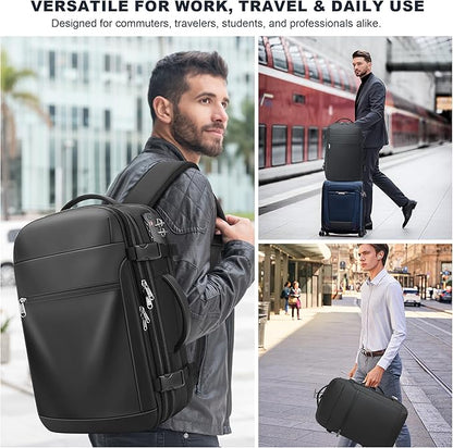 Vacuum Backpack Travel 60L Expandable Vacuum Seal Compression Travel Backpack with Pump, TSA, Waterproof Oxford,17" Laptop Compartment,Carry On Backpack for Men & Women,Business,Flight Travel (Black)