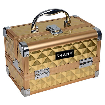 SHANY Chic Makeup Train Case Cosmetic Box Portable Makeup Case Cosmetics Beauty Organizer Jewelry storage with Locks, Multi trays Makeup Storage Box with Makeup Mirror - Golden House