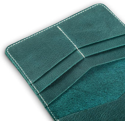 PEGAI Personalized Leather, Passport Holder For Travel | Handmade Passport Wallet Cover Case | Travel Document Holder, Passport Cover for Men, Women, and Family | Pike (Turqoise)