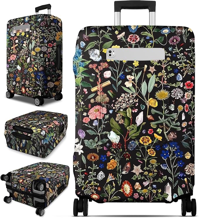 Slohif Luggage Cover for Suitcase Tsa Approved Protector - Luggage Sleeve Large Suit Case Cover Travel Stretch Baggage Case Protective Washable Fit 18-20 Inch Flower XS