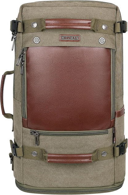 WITZMAN Travel Backpack for Men Women Carry on Luggage Backpack Canvas Rucksack Duffel bag with Shoe Compartment（A2021 Light green）