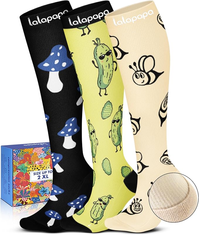 Cute Compression Socks for Women - 3 Pairs 20-30 mmHg Graduated Support Lightweight for Daily Wear Travel Nurse