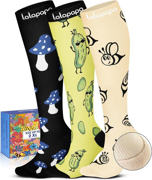 Cute Compression Socks for Women - 3 Pairs 20-30 mmHg Graduated Support Lightweight for Daily Wear Travel Nurse