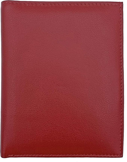 Red RFID Genuine Leather Passport Wallet