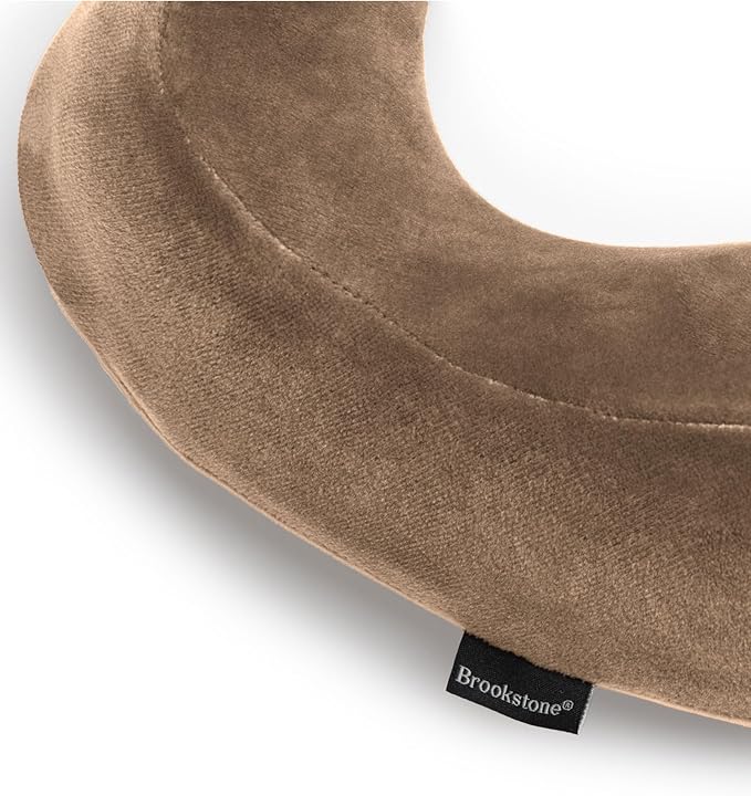 Brookstone Neck Travel Pillow - Lightweight Contoured Memory Foam Stuffable Travel Neck Pillow for Sleeping, Car, & Airplane, Size One Size, Khaki