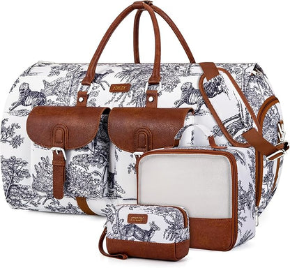 Garment Duffel Bag for Travel - Convertible Carry on Garment Duffel Travel Bag for Women Men Large Weekender Bag with Shoes Pouch 2 in 1 Hanging Suit Travel Duffel Bag 3pcs Set
