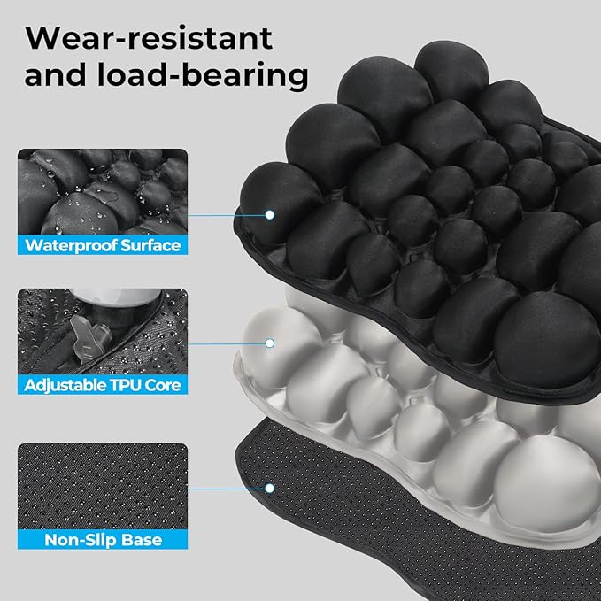 Sodur Travel Seat Cushion for Airplane, Portable Inflatable 3D Air Cell Lumbar Support Pillow, Ergonomic Long Distance Sedentary Pressure Relief Cushion for Office Chair, Wheelchair, Cars