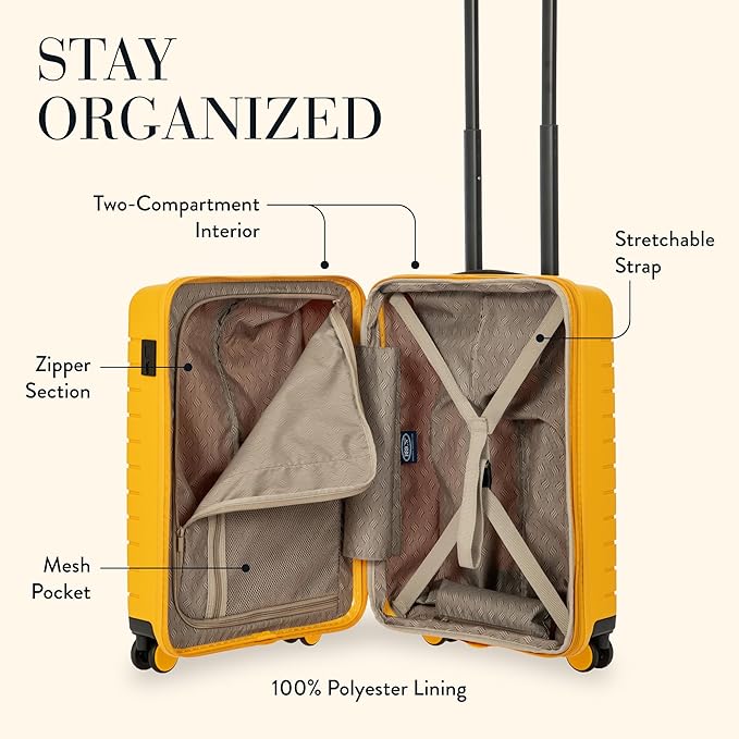 Bric's B|Y Ulisse Spinner Carry-On Suitcase, Lightweight Expandable Hard Shell Luggage with TSA Lock and Smooth 360° Wheels 21 Inch – Mango