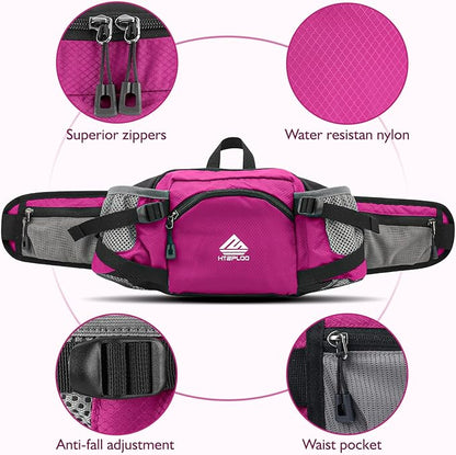 Fanny Pack Waist Bag with Water Bottle Holder for Men Women Running Hiking Travel Dog Walking Workout Cycling Outdoor (Pink)