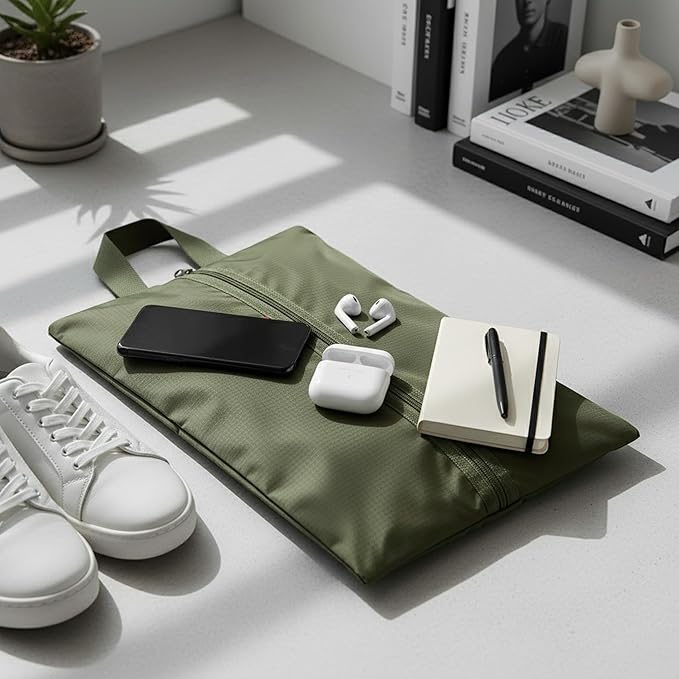 6pcs Portable Shoe Organizer, Travel Pouches with Zipper, Golf Shoe Bags, Clothes Bags, Soccer Cleats Bag, Shoe Pouch for Gym, Waterproof, Odor-Resistant (Dark Green)