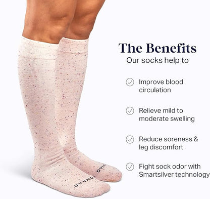 Comrad Recycled Cotton Knee High Socks - 15-20mmHg Graduated Compression Socks - Soft & Breathable Support Socks, Unisex