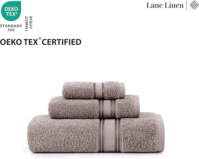 LANE LINEN 100% Mercerized Cotton Bath Towel Set of 12 – Zero Twist Shower Towels, 4 Bath, 4 Hand Towel & 4 Washcloths, Quick-Dry, Luxuriously Soft & Durable, Perfect for Everyday use – Platinum