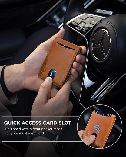 SERMAN BRANDS RFID Blocking Slim Bifold Genuine Leather Minimalist Front Pocket Wallets for Men with Money Clip Thin Mens