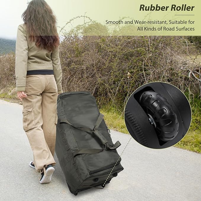 REDCAMP 85L/120L/140L Foldable Duffle Bag with Wheels, Large Travel Duffel Bag