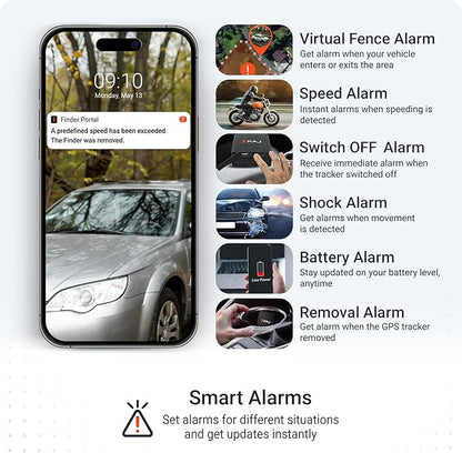 PAJ GPS COMPACT Finder 4G - GPS Tracker for Cars, Motorcycles and Trucks - Up to 40 Days Battery Life - Tracking Device for Theft Protection with Live Tracking, Alarm Notification in case of Emergency