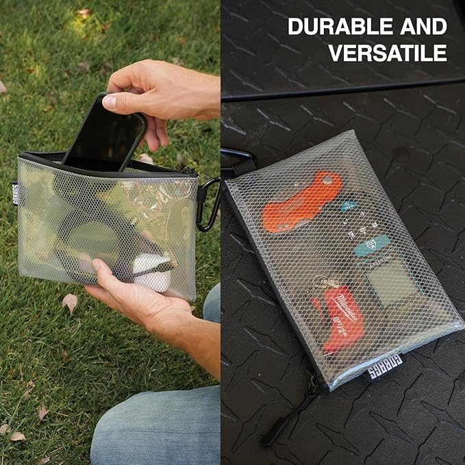 GOBAGS Air Production Extra-Small Clear Zipper Pouch (4‑Pack) – Cable Organizer & Travel Gear Bag for Electronics, Camera Accessories, Tool Pouch & Small Tech Storage