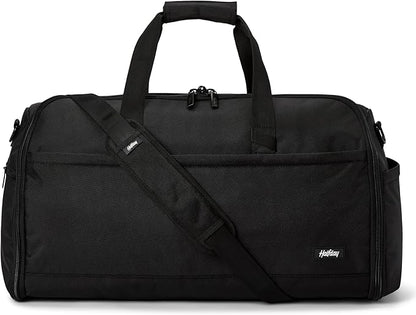 Halfday Convertible 2-in-1 Premium Garment Duffel Weekender Bag 45L | Wrinkle-Free Travel, Hanging Suit Compartment, Shoe Pockets, Trolley Sleeve. Balistic Nylon Carry-On, Jet