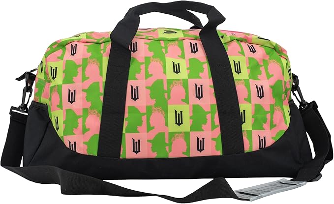 Wicked Duffle Bag, 16 inch Travel Sleepover Weekender Bag for Girls Featuring Galinda & Elphaba, Green & Pink