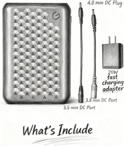 18400mAh Heated Jacket Battery Pack, 12V/5V Power Bank for Heating Coat & Vest