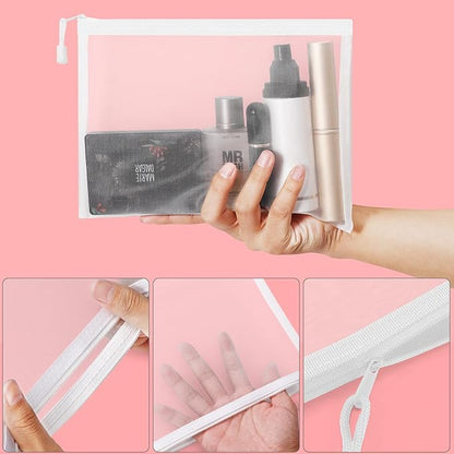 12 Pieces Zipper Nylon Mesh Pouch, Mesh Cosmetic Bags Makeup Bags Pencil Case, Multipurpose Travel Bags for Cosmetic School Office Supplies and Travel Accessories (White, A5)