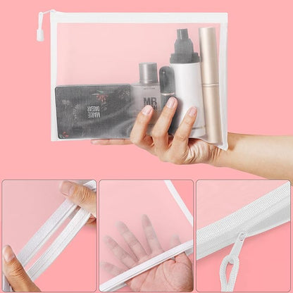 12 Pieces Zipper Nylon Mesh Pouch, Mesh Cosmetic Bags Makeup Bags Pencil Case, Multipurpose Travel Bags for Cosmetic School Office Supplies and Travel Accessories (White, A5+B6)