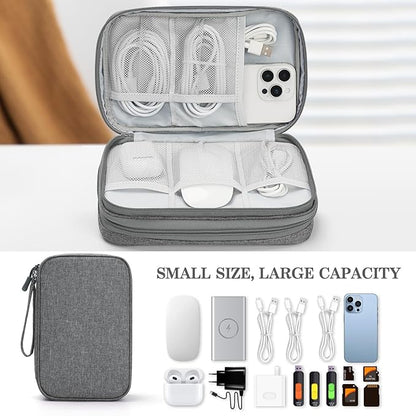 FYY Electronic Organizer, Large Travel Cable Organizer Bag Pouch Electronic Accessories Carry Case Portable Waterproof Double Layers All-in-One Storage Bag for Cable, Cord, Charger, Phone, Dark Grey