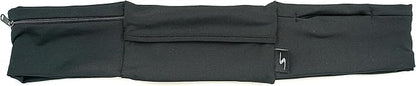 3 Pocket Adjustable Running Belt Waist Pack, Fanny Pack For Working Out With Sweat Resistant Backing, Holds All iPhone Models (Black/Black, X-Small)