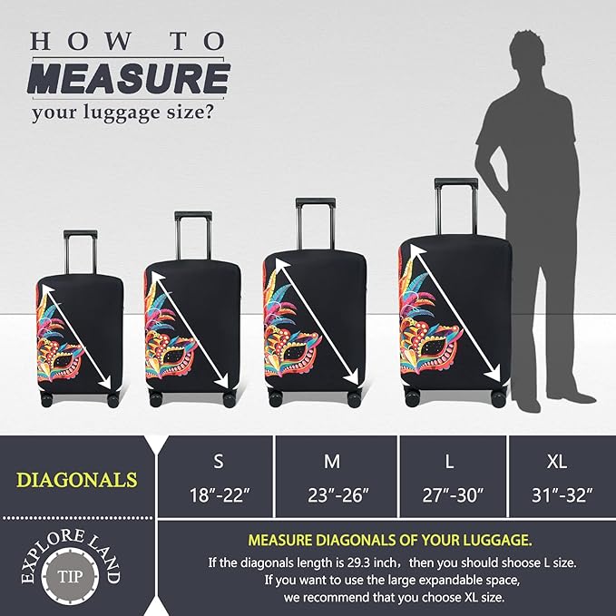 Explore Land Travel Luggage Cover Suitcase Protector Fits 31-32 Inch Case (Carnival, XL)