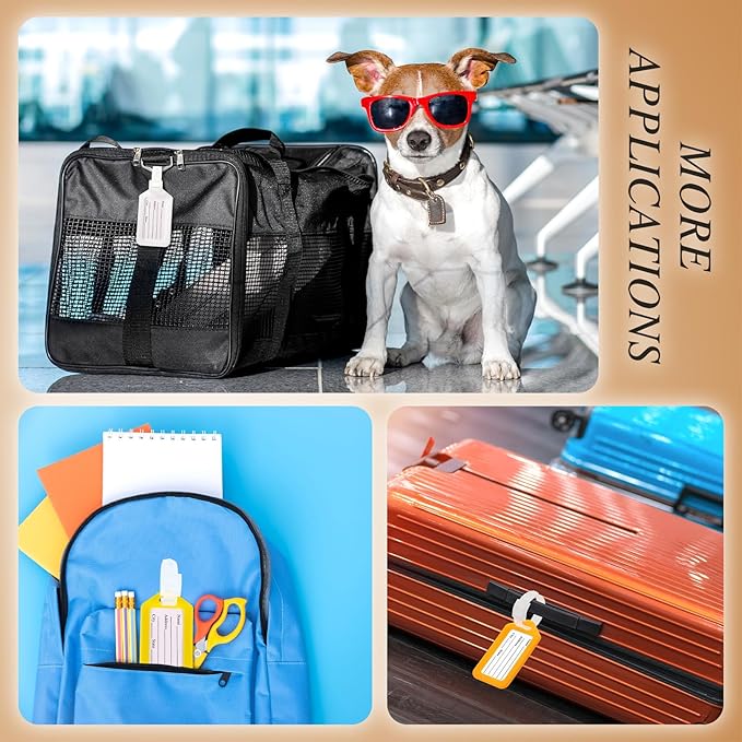 200 Pieces Bulk Luggage Tags for Suitcases Plastic Backpack Book Bag Baggage Name Tags