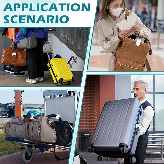 2000 Pcs Paper Hotel Luggage Tags with Transfer Tape On Back Luggage Tags Bulk Black Baggage Claim Check Tags Serial Numbering Claim Ticket Baggage Identification for Suitcase Motel Bag Storage