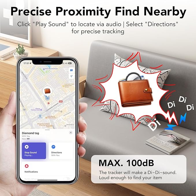 Air Tracker Tags-4 Pack Black | Bluetooth Tracker Work with Apple Find My (iOS Only), Smart Tag with Protective Case/Keychain/Lanyard, Item Finder for Luggage/Key/Suitcase, Replaceable Battery