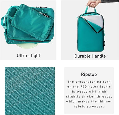 Bagail Ultralight Compression Cubes 7 Set - 3 Packing Cubes, 3 Organizers, and 1 Shoe Bag