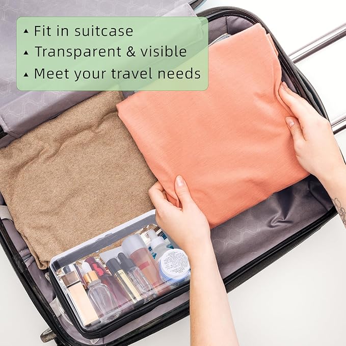 4 Pack 7.5x5.1x2.8 inch Clear Hard Zipper Pouch,Portable Waterproof Cosmetic Bag with Zipper,Makaup Bag,Toy Storage Organizer Bins,Hard Plastic Case for Organizing,Pencil Case