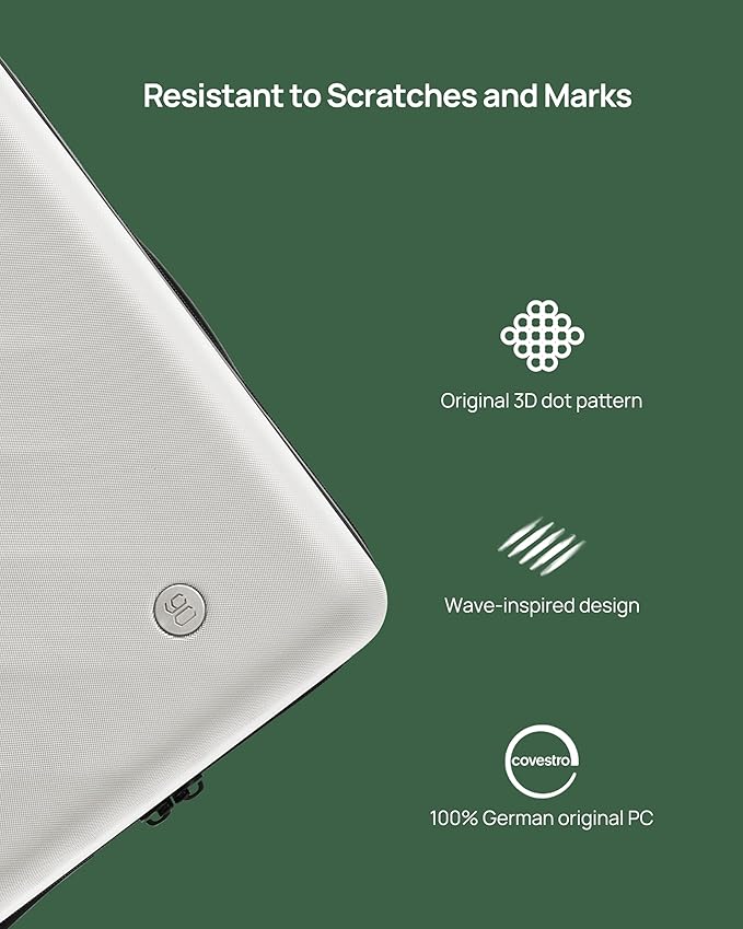 NINETYGO Trunk Luggage 24 Inch, Medium Checked Luggage with Double Spinner Wheels, Anti-Burst Zipper, Hard Case PC Suitcase, Lightweight Travel Luggage, TSA Approved (Pearl White, Hudson)