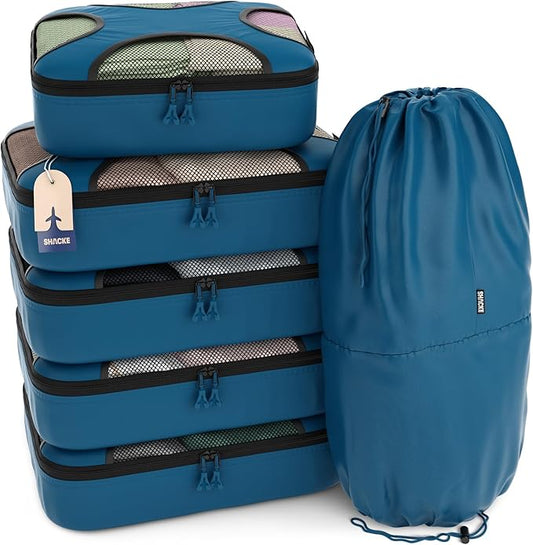 Shacke 6 Set Packing Cubes for Travel - Compression Packing Bags/Travel Organizer - Luggage Organizer Bags for Traveling - Travel Essentials for Women - Cruise Must Haves Packing List