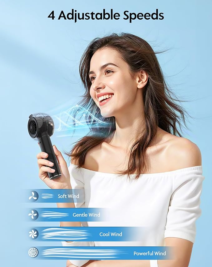 Portable Misting Fan, Handheld Turbo Fan with Mist, 6000mAh Battery Rechargeable Personal Fans Mister 4-Speed, 25ml Water Spray Tank, Gifts for Women Men Home Office Travel Outdoor Camping